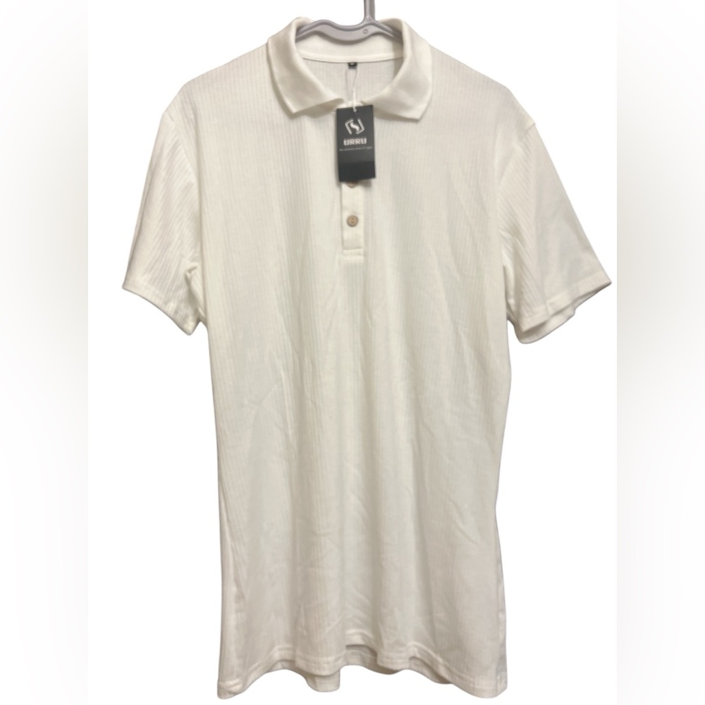 URRU Men's White Muscle Polo Shirt